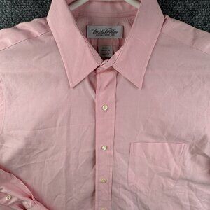 Brooks Brothers Long Sleeve Button Up Shirt Men All Cotton Solid Pink 15.5 34